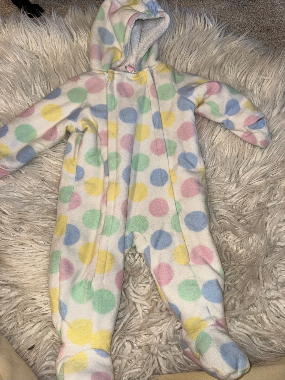Baby Hooded Polka Dot Fleece Snowsuit - Pastel Multi